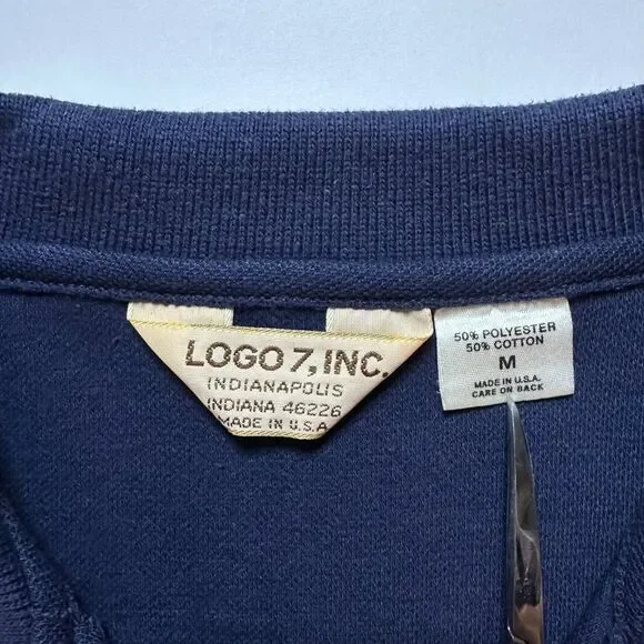 Super Bowl XXI Navy Polo Shirt 80's Vintage 1987 Super Bowl embroidered LOGO 7 - Picture 3 of 6